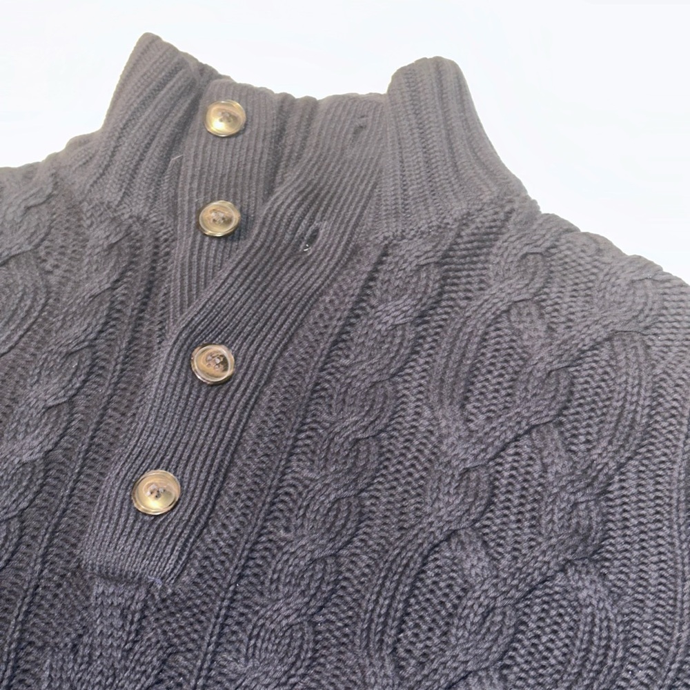 Banana Republic Navy Cable Knit Pullover Sweater with Buttons - Large